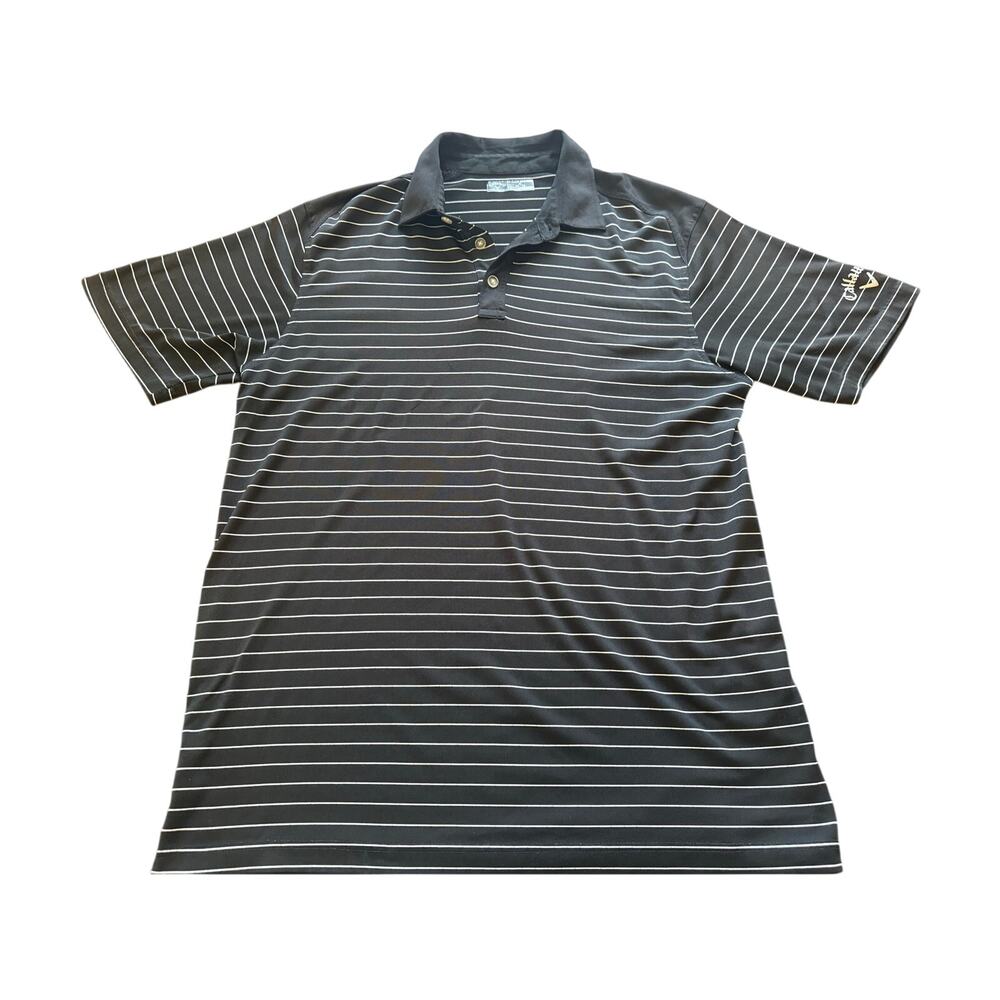 Callaway Mens Polo Shirt Black Striped XL Golf Wear Sports Performance